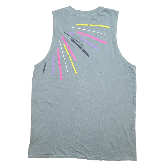 Peloton Spirit Muscle Tank Top Small Teal Neon Graphic Logo Workout Athleisure - Picture 3 of 8